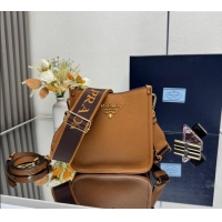 Well Crafted Prada Leather mini shoulder bag 1BH191 Caramel Brown 2025