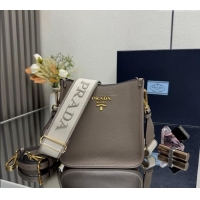 Luxury Discount Prada Leather mini shoulder bag 1BH191 Clay Grey 2025