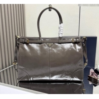 Good Taste Prada Bonnie extra large leather handbag 1BA439 Grey 2025