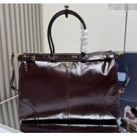 Top Quality Prada Bonnie extra large leather handbag 1BA439 Dark Brown 2025