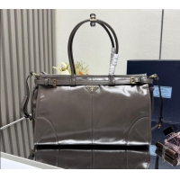 Best Price Prada Bonnie large leather handbag 1BA433 Dark Grey 2025