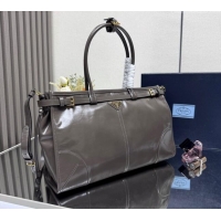 Best Price Prada Bonnie large leather handbag 1BA433 Dark Grey 2025