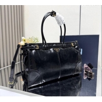 Promotional Prada Bonnie large leather handbag 1BA433 Black 2025