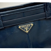 Promotional Prada Bonnie large leather handbag 1BA433 Dark Blue 2025