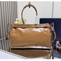Traditional Specials Prada Bonnie large leather handbag 1BA433 Light Brown 2025