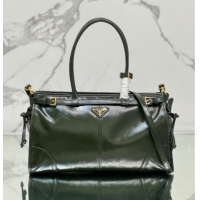 Good Product Prada Bonnie Large leather handbag 1BA433 Dark Green 2024