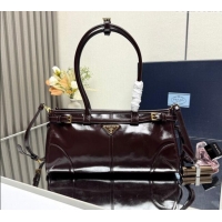 Good Taste Prada Bonnie medium leather handbag 1BA426 Dark Brown 2025
