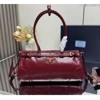 Shop Duplicate Prada Bonnie medium leather handbag 1BA426 Red 2025