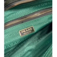 Big Discount Prada Bonnie Medium shiny leather handbag 1BA426 Dark Green 2024