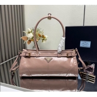 Famous Brand Prada Bonnie medium leather handbag 1BA426 Light Pink 2025