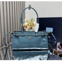 Luxury Cheap Prada Bonnie medium leather handbag 1BA426 Blue 2025