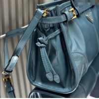 Luxury Cheap Prada Bonnie medium leather handbag 1BA426 Blue 2025