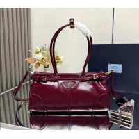 Top Design Prada Bonnie medium leather handbag 1BA426 Dark Burgundy 2025