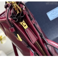 Top Design Prada Bonnie medium leather handbag 1BA426 Dark Burgundy 2025