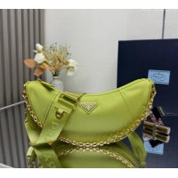 Reasonable Price Prada Demi-lune Re-Nylon shoulder bag 1BH222 Lemon Green 2025