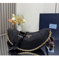 Top Grade Prada Demi-lune Re-Nylon shoulder bag 1BH222 Black 2025