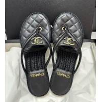 ​Shop New Fashion Chanel Coco Beach Thongs Suede Kidskin G46336 Black 2025
