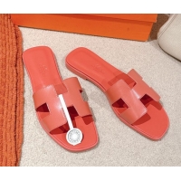 Trendy Design Hermes Oran Classic Flat Slides Sandal in Smooth Calfskin Pink 0421060