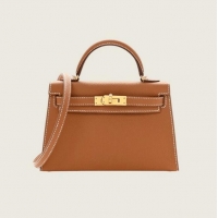 Top Grade Hermes Mini Kelly II Bag in Original Epsom Leather H09142 Brown/Gold