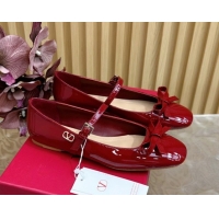 Best Product Valentino Mary-Janes Ballerinas Flats with Bow in Patent Leather Red VLTN02251