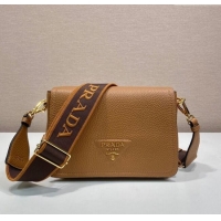 Pretty Style Prada Leather shoulder bag 1BD314 Brown 2025