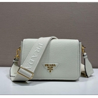 Buy Discount Prada Leather shoulder bag 1BD314 White 2025