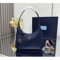 Top Quality Prada Re-Edition 2005 Re-Nylon and Saffiano hobo mini bag 1N204M Balticlue Blue 2025