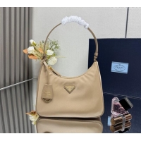 Buy Fashionable Prada Re-Edition 2005 Re-Nylon and Saffiano hobo mini bag 1N204M Beige 2025