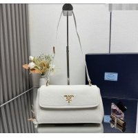 Well Crafted Prada Small leather shoulder bag 1BN022 White 2025