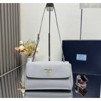 Well Crafted Prada Small leather shoulder bag 1BN022 Light Grey 2025