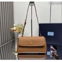 Reasonable Price Prada Small leather shoulder bag 1BN022 Caramel Brown 2025