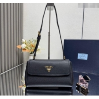 Luxury Cheap Prada Small leather shoulder bag 1BN022 Black 2025