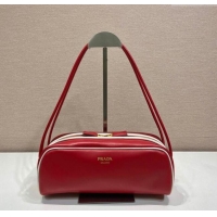 Most Popular Prada Swing smooth leather shoulder bag 1BC249 Red/White 2025