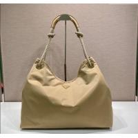 Buy Fashionable Prada Mariner large Re-Nylon shoulder bag 1BC244 Beige 2025