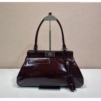 Classic Specials Prada Medium oil leather tote bag 1BG569 Dark Brown 2025
