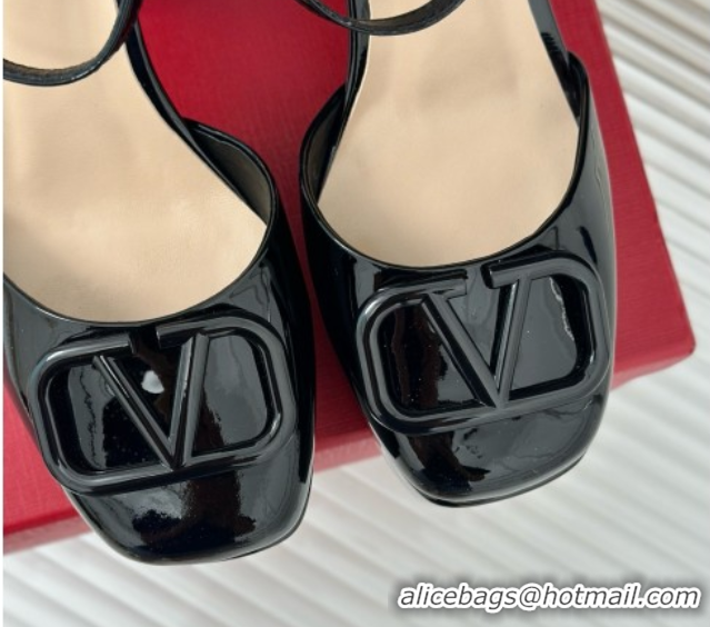 Charming Valentino VLOGO Signature Platform Pump 115MM Patent Leather Black 030502