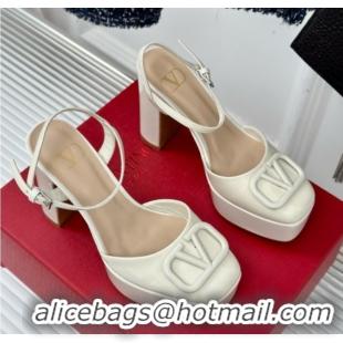 Durable Valentino VLOGO Signature Platform Pump 115MM Patent Leather White 5030503