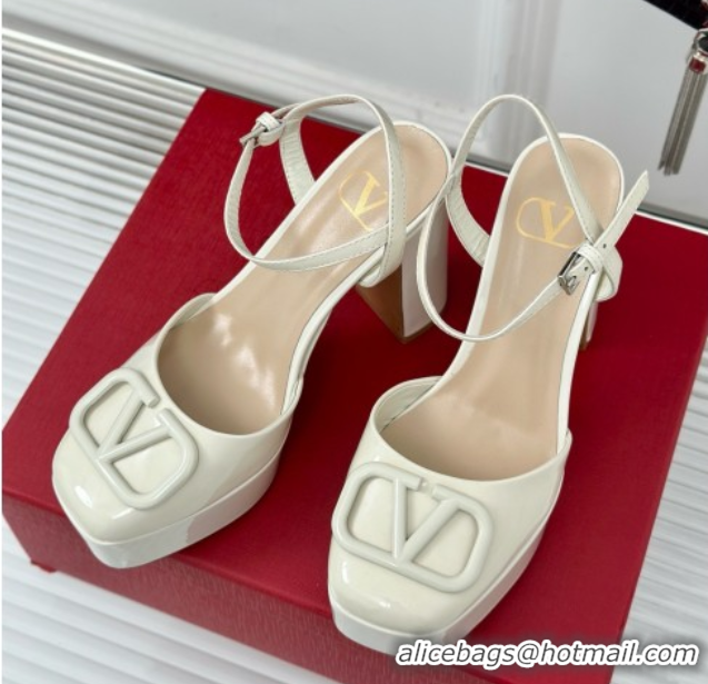 Durable Valentino VLOGO Signature Platform Pump 115MM Patent Leather White 5030503