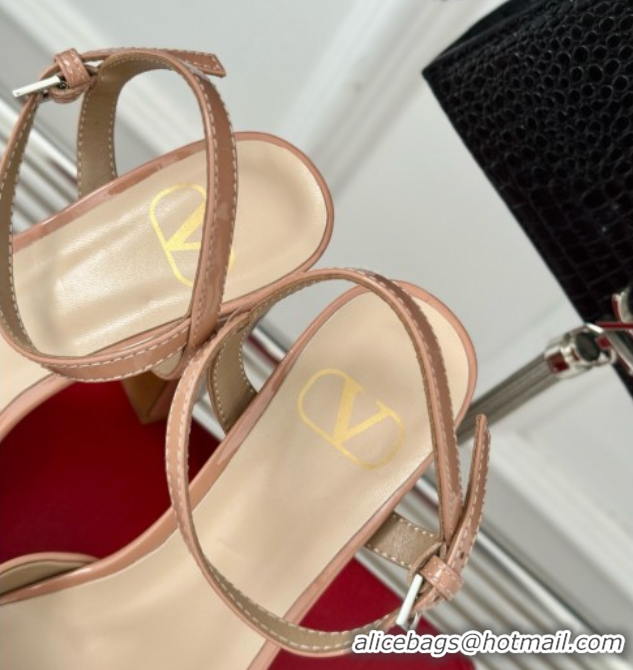 Unique Style Valentino VLOGO Signature Platform Pump 115MM Patent Leather Nude Pink 5030504