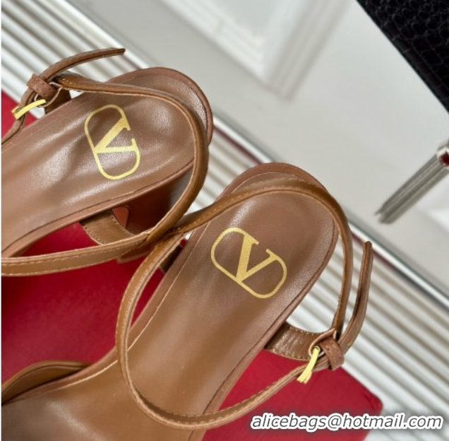 Pretty Style Valentino VLOGO Signature Platform Pump 115MM Nappa Leather Brown 5030506