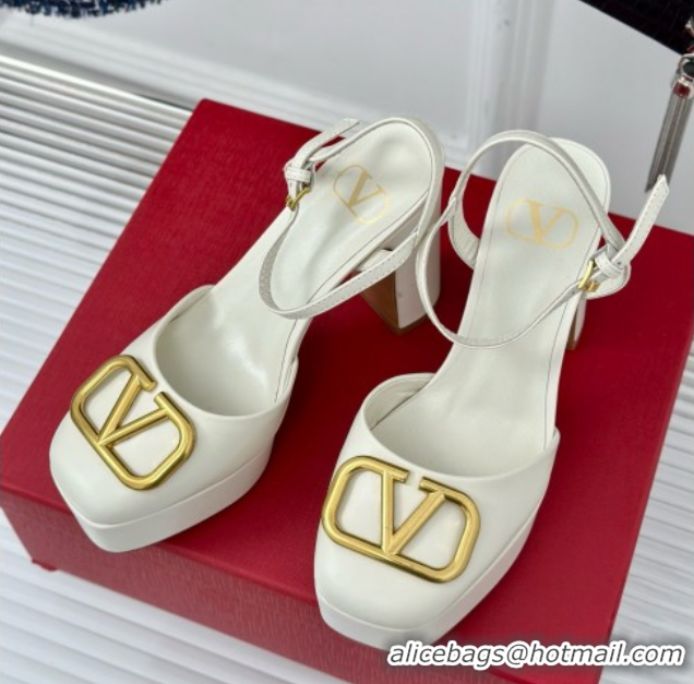 Good Quality Valentino VLOGO Signature Platform Pump 115MM Nappa Leather White 5030507