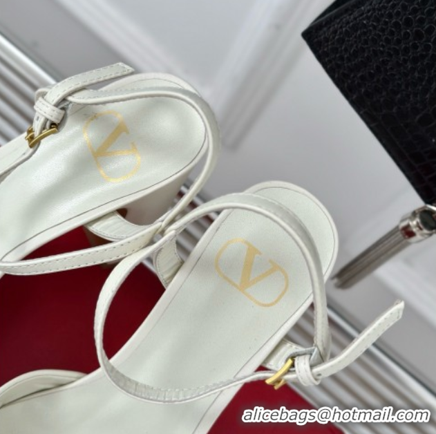 Good Quality Valentino VLOGO Signature Platform Pump 115MM Nappa Leather White 5030507
