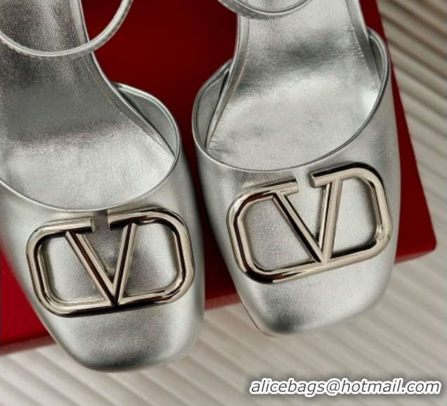 Classic Hot Valentino VLOGO Signature Platform Pump 115MM Nappa Leather Silver 5030509