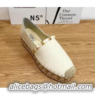 Most Popular Valentino Rockstud Platform Espadrilles 2cm in Grained Calfskin White 50426097