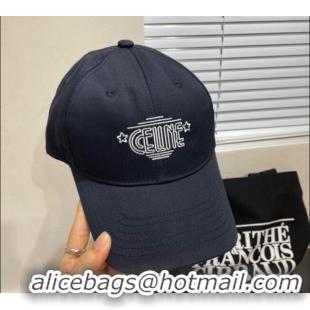 Luxury Cheap Celine Canvas Baseball Hat CE051401 Dark Blue 2025