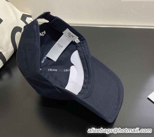 Luxury Cheap Celine Canvas Baseball Hat CE051401 Dark Blue 2025