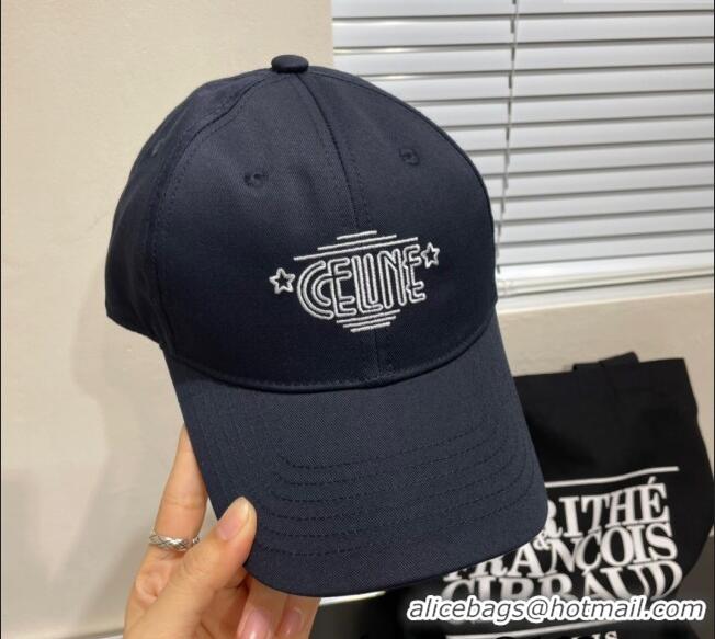 Luxury Cheap Celine Canvas Baseball Hat CE051401 Dark Blue 2025