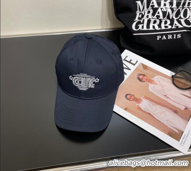 Luxury Cheap Celine Canvas Baseball Hat CE051401 Dark Blue 2025