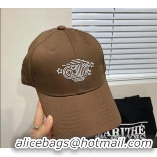 Buy Fashionable Celine Canvas Baseball Hat CE051401 Brown 2025