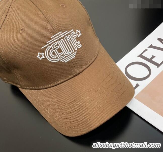 Buy Fashionable Celine Canvas Baseball Hat CE051401 Brown 2025